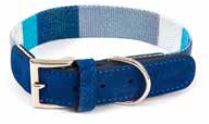 Picture of LeoPet Stripped Fabric Leather Collar Blue